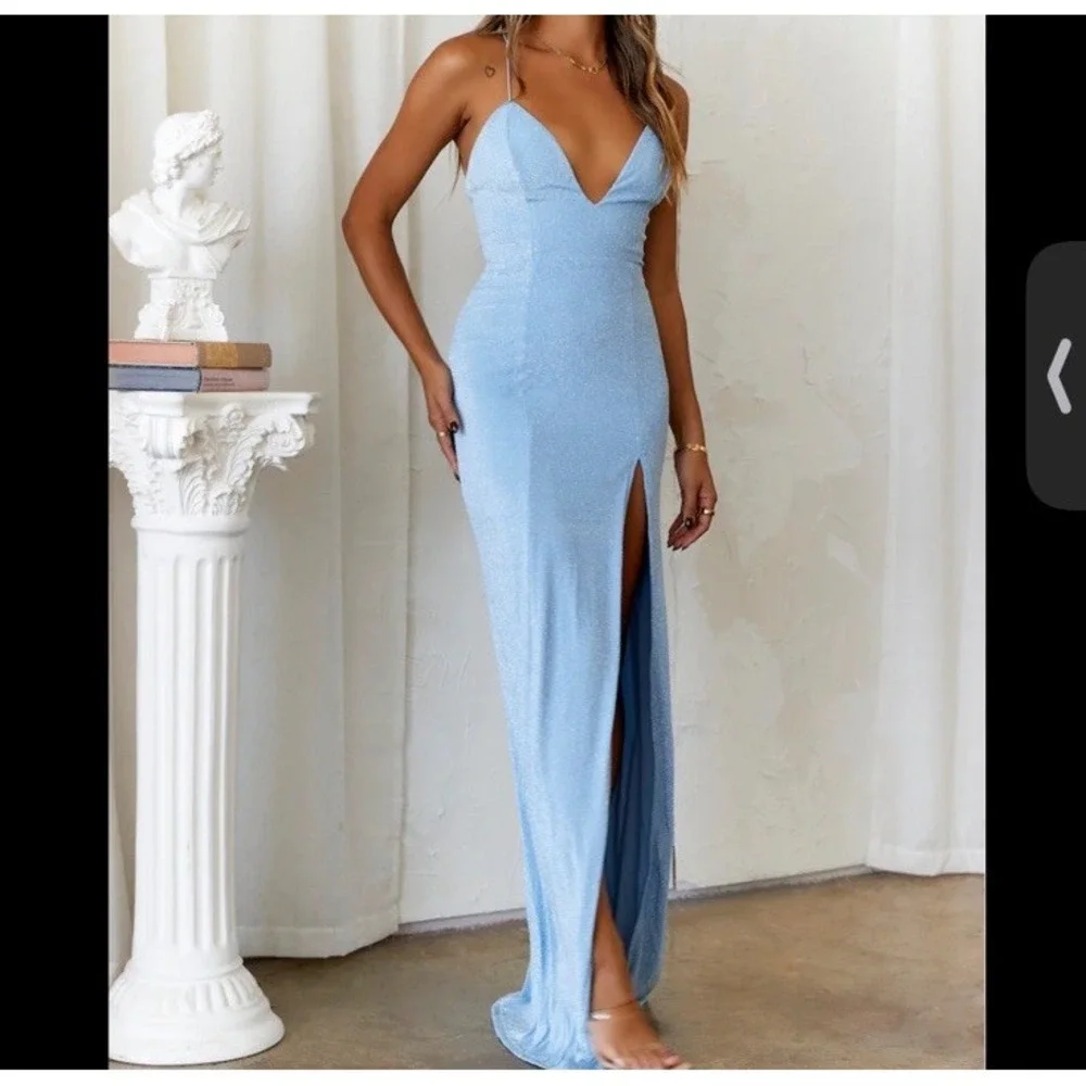 Hello Molly Dear Emilia Companion Star Maxi Dress Size XS Blue Lined Sparkle NWT - Picture 3 of 13